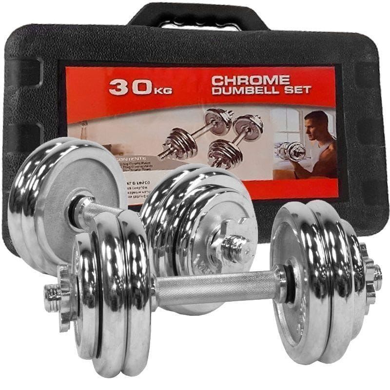 30 kg Chrome Dumbell Set With Case